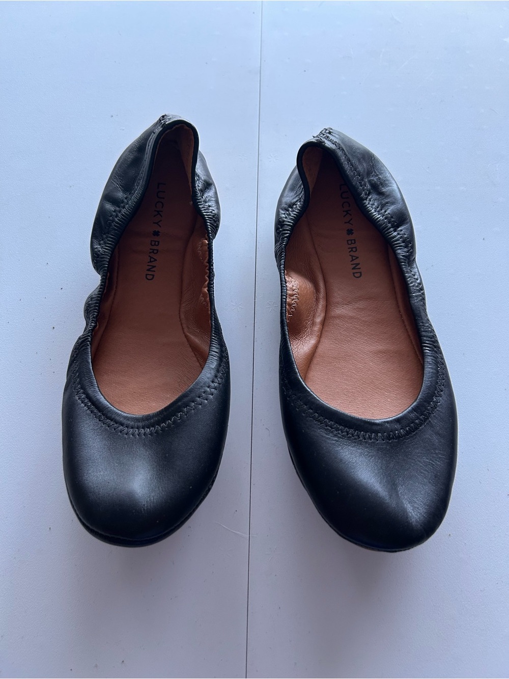 Lucky Brand Black Leather Foldable Ballet Flats
